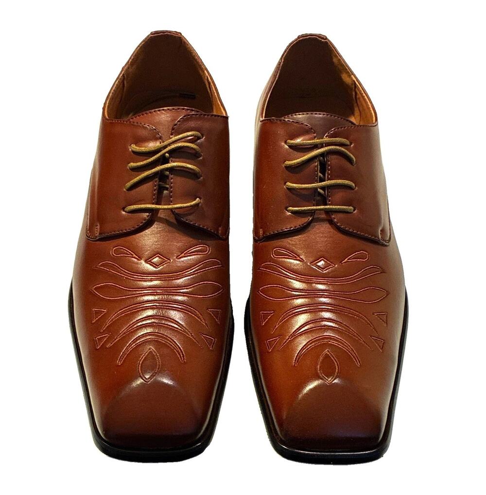 Y-Whaley Men's Brown Oxford Dress Shoes Faux Leather Lace-Up US 9.5 EU 43 NIB